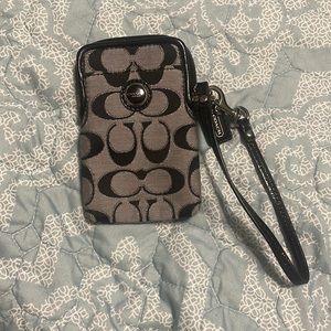 Coach Wrist Wallet Silver and Black